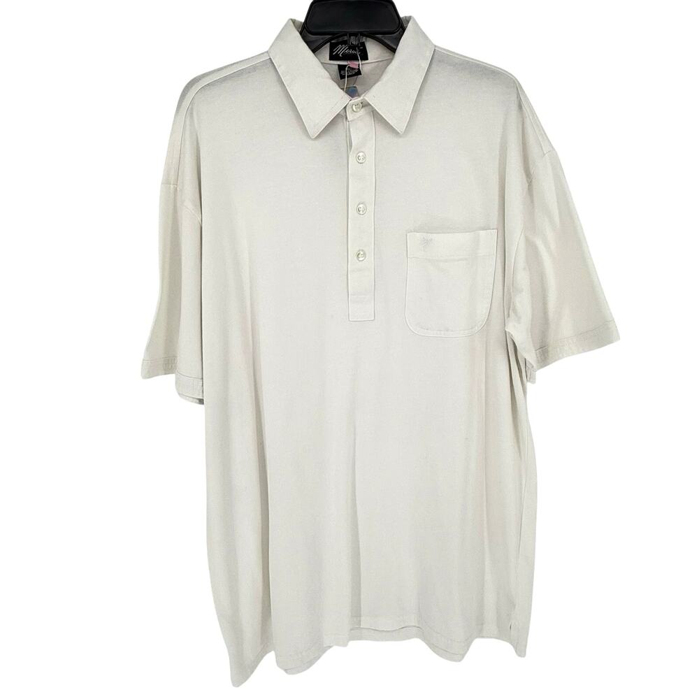 1990s Y2K Era Vintage MEROLA Men's Fashion Polo Shirt Solid White